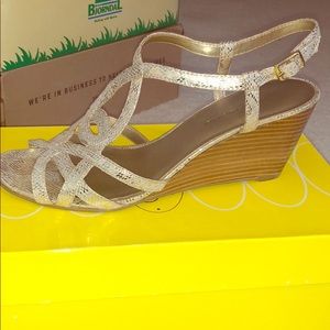 Gold wedge sandals